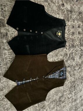 U S Polo Corduroy Anchor Blue Leather Classic Men's Vest - Black and Brown S
